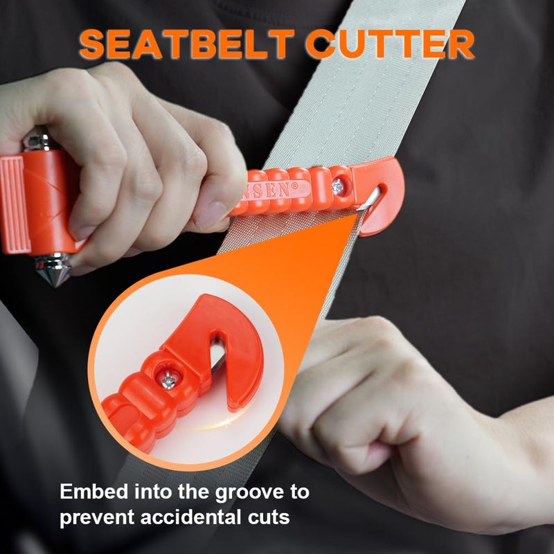 SINSEN Car Safety Hammer Set of 3 Emergency Escape Tool Auto Car Window Glass Hammer Breaker and Seat Belt Cutter Escape 2-in-1 for Family Rescue & Auto Emergency Escape Tools (3 PCS) - Image 4